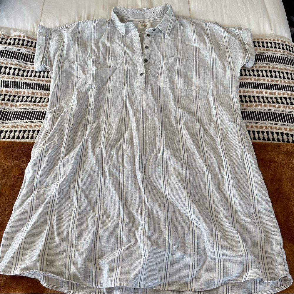 Marine Layer Striped Linen Polo Dress Size XL